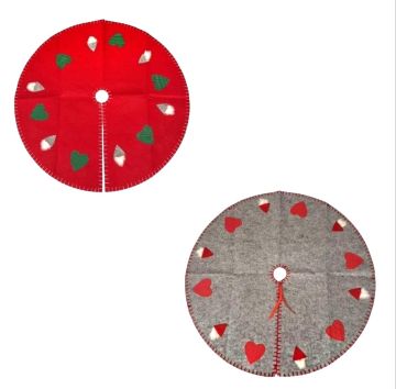 COPRIALBERO PANNO ROSSO/GRIGIO ROTONDO D.100CM C/CUORI-B.NAT.
