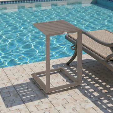 TAVOLINO DA ESTERNO MOD. EVASION CM 38X38 H.56.5 IN ALLUMINIO CAFFE'