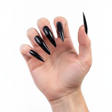 SET UNGHIE STREGA LUNGHE NERE ADESIVE