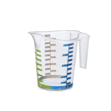 CARAFFA GRADUATA DOMINO IN PLASTICA TRASPARENTE 18.5X12.4CM H. 15.7CM 1LT