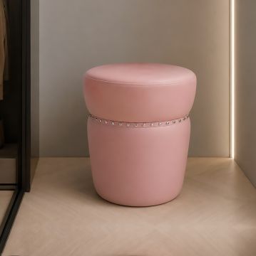 POUF ROTONDO DIAM. CM 36 H. 47 IN VELLUTO ROSA