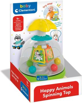 CLEMENTONI BABY - HAPPY ANIMALS SPINNING TOP - TROTTOLA CON PALLINE COLORATE