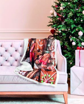 PLAID FLANNEL 130X155CM BISCOTTI GINGER BREAD (NA24)
