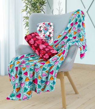 PLAID FLANNEL MY LOVE IN MICROFIBRA 120X160CM ASSORTITO