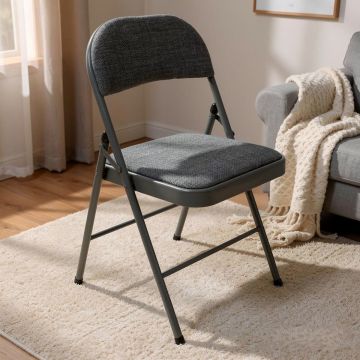 SEDIA PIEGHEVOLE FLEXY IN METALLO E TESSUTO GRIGIO