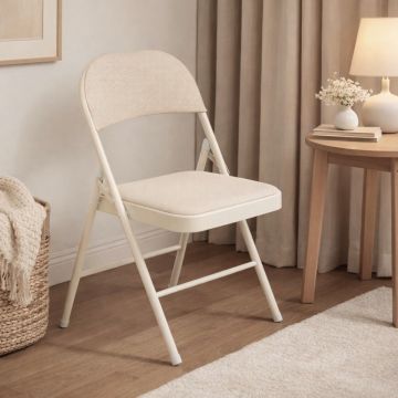 SEDIA PIEGHEVOLE FLEXY IN METALLO E TESSUTO BEIGE