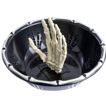 PORTAOGGETTI NERO CON MANO SCHELETRO IN PLASTICA DIAM 30CM