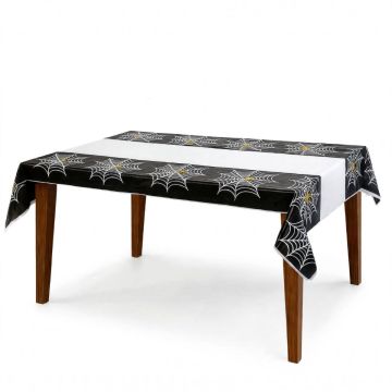 TOVAGLIA IN PLASTICA 180X108CM NERA/BIANCA CON STAMPA RAGNATELE