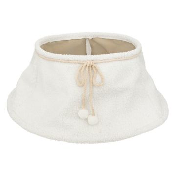 COPRIBASE PER ALBERO IN TESSUTO EFFETTO NEVE BIANCO CON POMPOM DIAM. 56CM