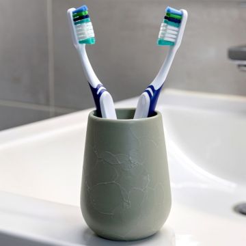 BICCHIERE PORTASPAZZOLINI IN CERAMICA SALVIA
