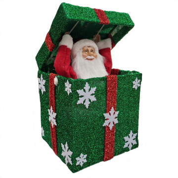 PACCO REGALO CON BABBO MUSICA/MOVIMENTO E LUCI 32X32 H. 32/65CM VERDE