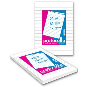 CONFEZIONE 20 FOGLI PROTOCOLLO A4 RIGHE 