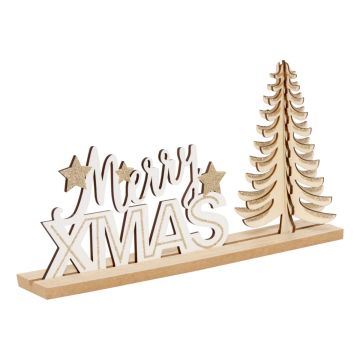 DECORAZIONE MERRY XMAS ALBERO IN LEGNO 30X4.5 H. 15.5CM