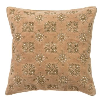 CUSCINO CON RICAMO FIORI IN POLIESTERE 40X40CM 