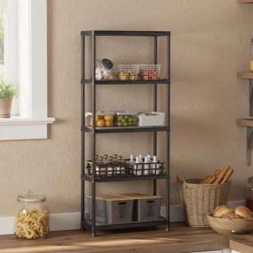 SCAFFALE MOD. PLUS SHELF IN RESINA CM 90X40 H. 182 NERO