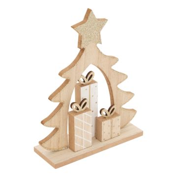 DECORAZIONE ALBERO CON PACCHI REGALO IN LEGNO 16X6 H. 21.5CM