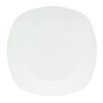 PIATTO PIANO LINEA QUADRO ZEN IN PORCELLANA BIANCO DIAM. 27CM  