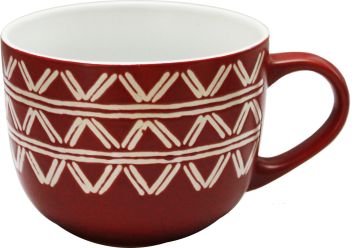 TAZZA COLAZIONE ROSSELLA IN CERAMICA ROSSO 9X5 H. 12CM 560ML ASSORTITO