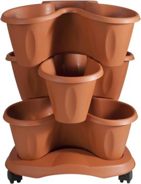 VASO TRIFOGLIO: SET 3 VASI + SOTTOVASO COLOR TERRACOTTA