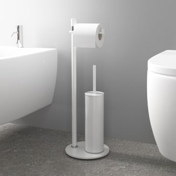 LINEA SELLA - PIANTANA PORTA ROTOLO E PORTA SCOPINO BIANCO OPACO