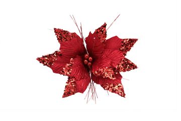 FIORE NATALIZIO CON GLITTER ROSSO DIAM. 36