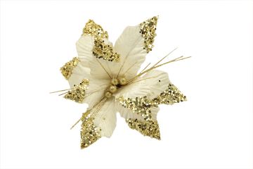 FIORE NATALIZIO PANNA CON PUNTE DORATE DIAM. 36