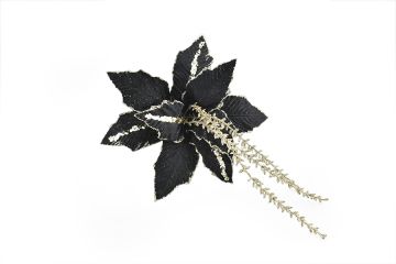 FIORE NATALIZIO CON CLIP NERO/CHAMPAGNE