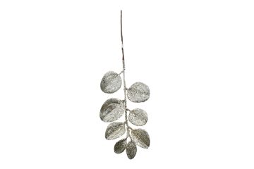 RAMO CON FOGLIE GLITTERATE H. 51CM CHAMPAGNE