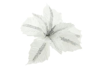 FIORE BIANCO CON RIGHE GLITTERATE ARGENTO DIAMETRO 54CM FIORE BIANCO CON RIGHE GLITTERATE ARGENTO DIAMETRO 54CM