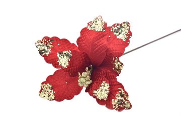 FIORE NATALIZIO ROSSO CON PUNTE DORATE 