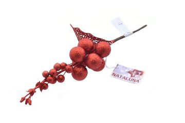 RAMO CON BACCHE ROSSE GLITTERATO