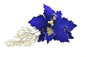 FIORE NATALIZIO CON GAMBO CORTO BLU ELETTRICO