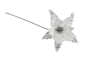 FIORE NATALIZIO BIANCO GLITTERATO H. 60CM