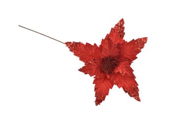 FIORE NATALIZIO ROSSO GLITTERATO H. 60CM