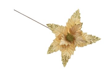 FIORE NATALIZIO ORO GLITTERATO H. 60CM