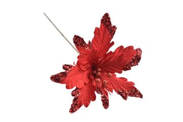 FIORE NATALIZIO ROSSO DIAM. 30 CON GAMBO LUNGO