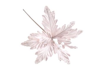 FIORE NATALIZIO ROSA E BIANCO DIAM. 30 CON GAMBO LUNGO