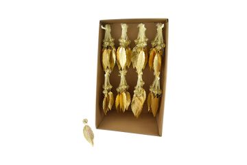 PENDENTE DORATO CON FOGLIA H.13CM ASSORTITO