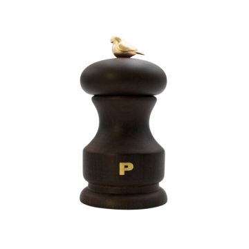 MACINA PEPE BIRD IN FAGGIO TINTO NOCE H. 11CM