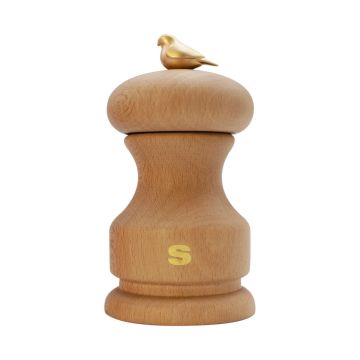 MACINA SALE BIRD IN FAGGIO VERNICIATO NATURALE H. 11CM