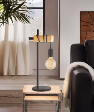 LAMPADA DA TAVOLO TOWNSHEND NERO E MARRONE H. 50CM - 1XE27 10W