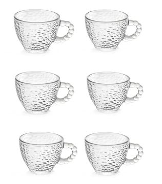 SET 6 TAZZINE THE LINEA PEARLS LUXOR IN VETRO TRASPARENTE DECORATO 100CC