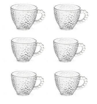 SET 6 TAZZINE THE LINEA PEARLS LUXOR IN VETRO TRASPARENTE DECORATO 220CC