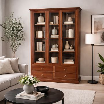 LIBRERIA IN LEGNO MASSELLO CM 119X40 H. 185 NOCE