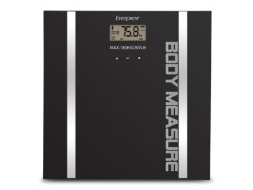 BILANCIA DIGITALE MASSA CORPOREA IN VETRO TEMPERATO 30X30X1,7CM NERO/ARGENTO