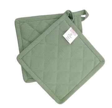 LINEA CHOU - COPPIA PRESINE IN COTONE TRAPUNTATO CM 18X18 VERDE