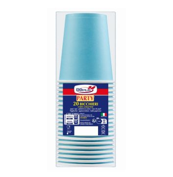 SET 20 BICCHIERI DI CARTA AZZURRO 250ML