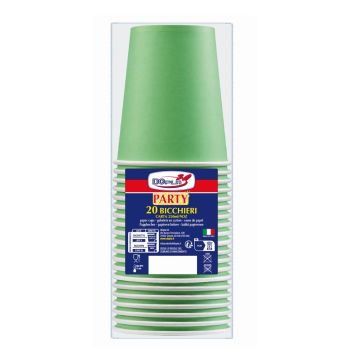 SET 20 BICCHIERI DI CARTA VERDE ACIDO 250ML 