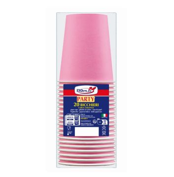 SET 20 BICCHIERI DI CARTA ROSA 250ML 