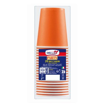 SET 20 BICCHIERI DI CARTA ARANCIONE 250ML